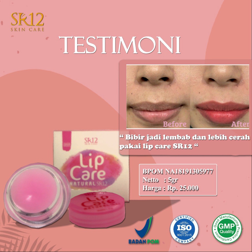 Lip Care SR12 Natural Perawatan Pelembab Bibir Pecah Pecah Hitam Gelap Melembabkan Bibir Kering Natural Tanpa Warna