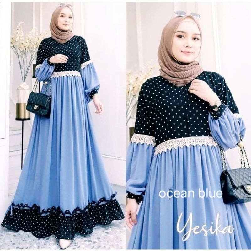 gamis Yesika dress Maxi lebaran fashion muslim wanita kekinian