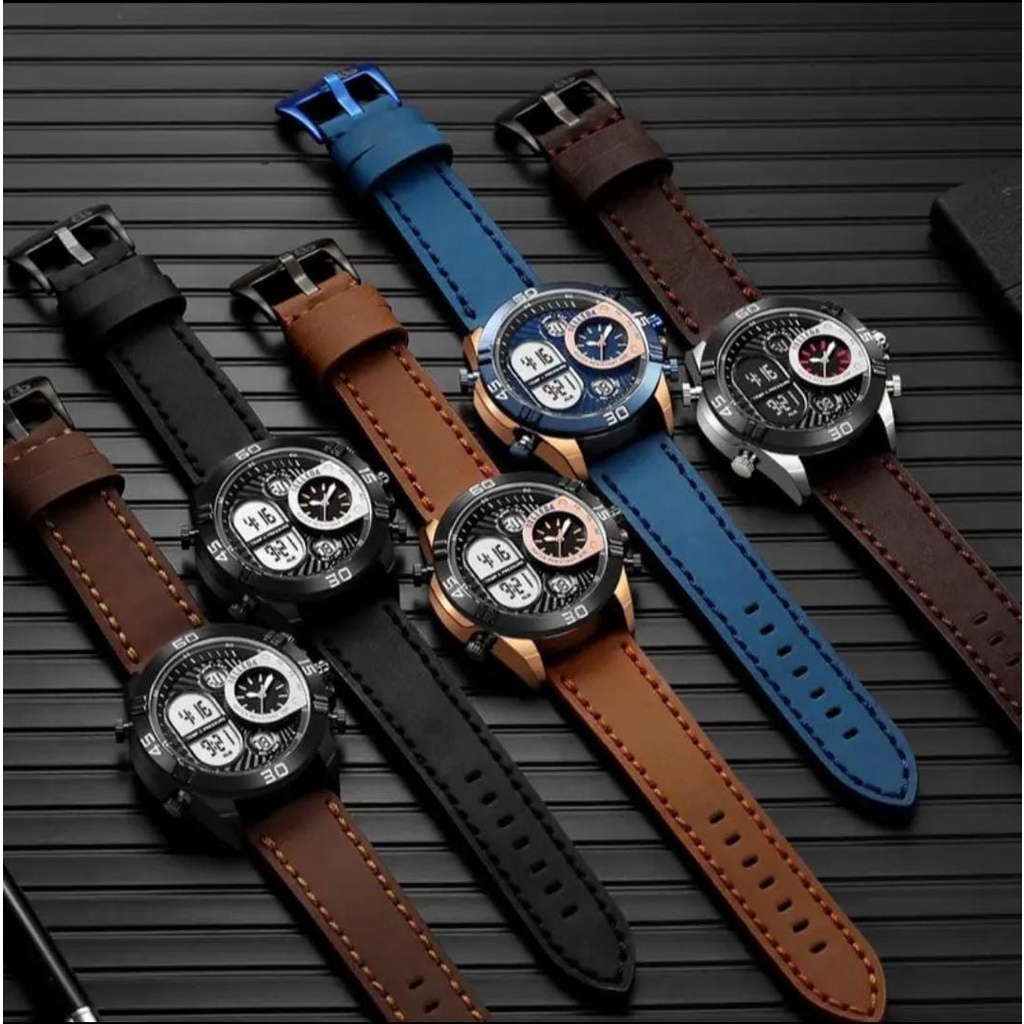 JAM TANGAN PRIA BELLEDA 9475 ANALOG TIME TALI RUBBER OTOMATIS ORIGINAL ANTI AIR GARANSI RESMI 1 TAHUN - JAM TANGAN COWOK KASUAL SPORTY