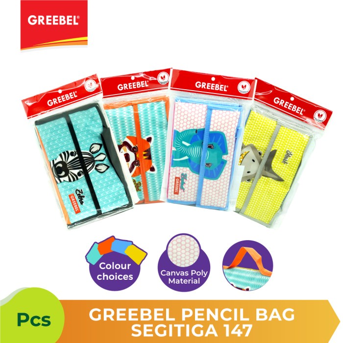 Tempat Pensil Anak Segitiga Greebel 147 Pencil Bag Bahan Kanvas