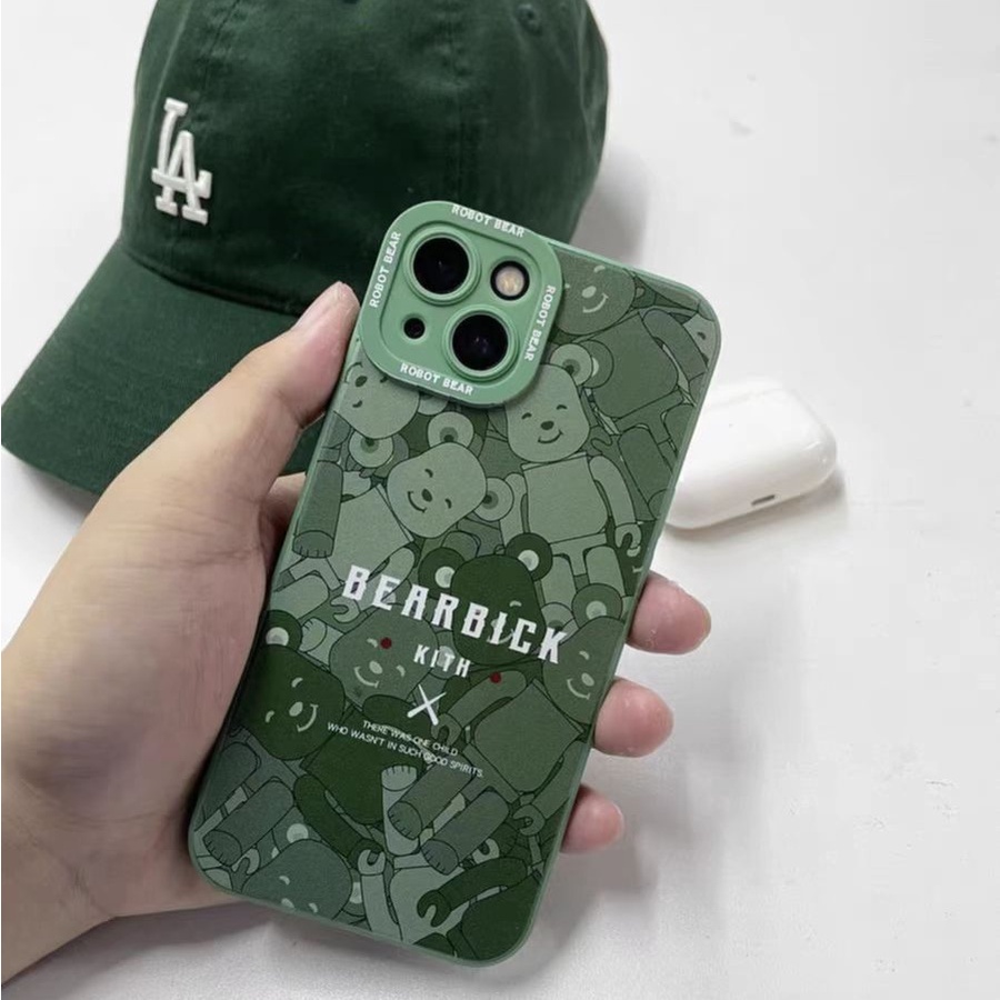 Ins Casing iPhone 14 14pro 14Plus 14prm 13 13pro 13prm 11 7Plus 8Plus Xr XS 12pro Max Motif Beruang Hijau Biru