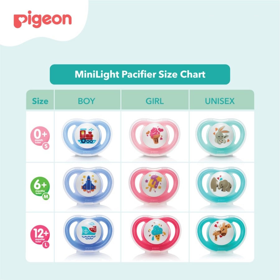 Pigeon Mini Light Pacifier L 12+ Month Empeng Silicone Step 3 Usia 12+ Bulan