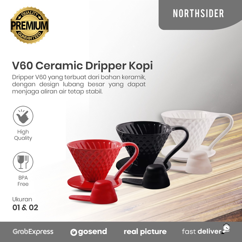 V60 CERAMIC DRIPPER KOPI MOTIF DIAMOND CFN-005