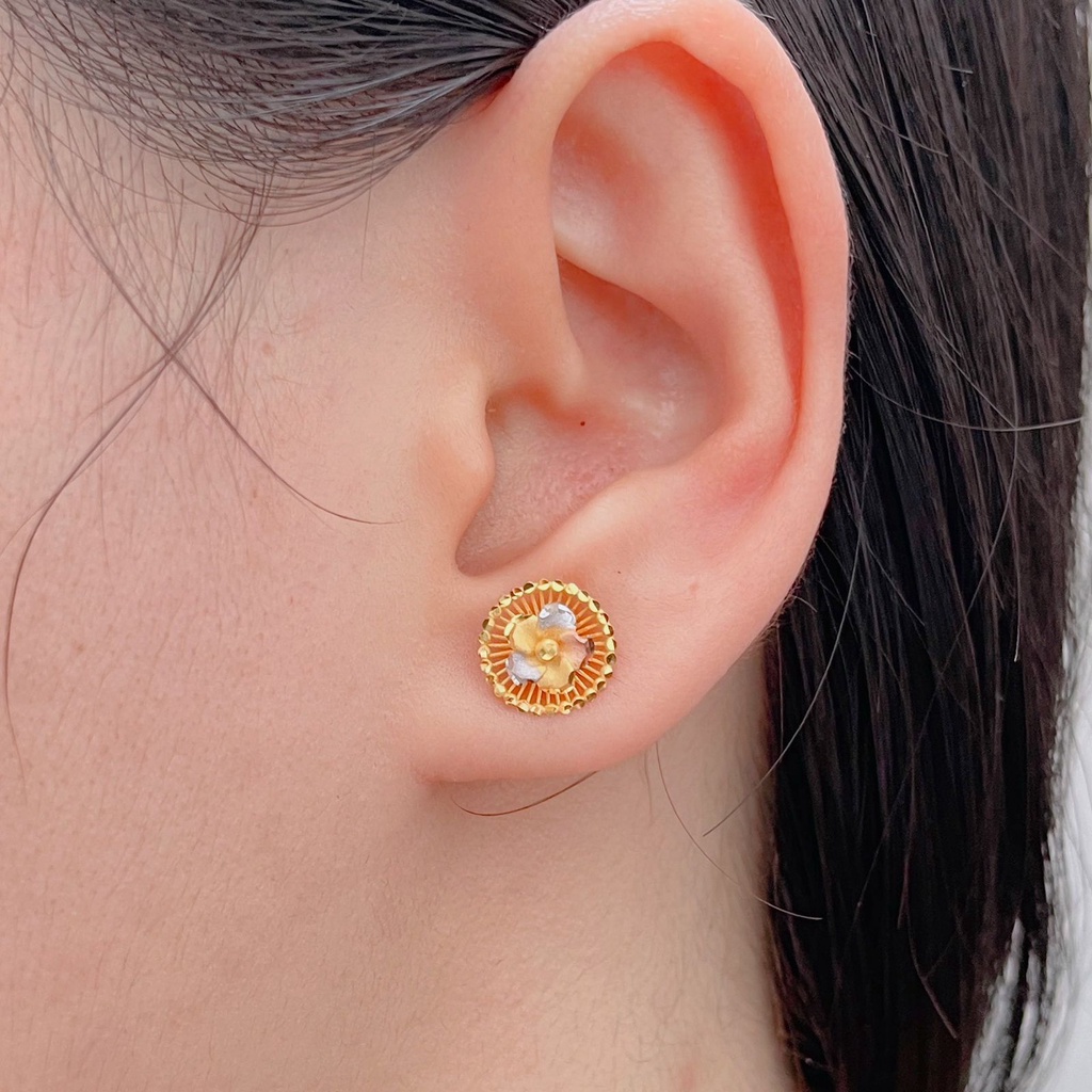 Anting paku anak dan dewasa emas asli kadar 700 70 16k hana bunga mix kombinasi 3 warna tanpa permata kilat giwang kerabu duduk tusuk cucuk stud 1 gram gold whitegold rosegold