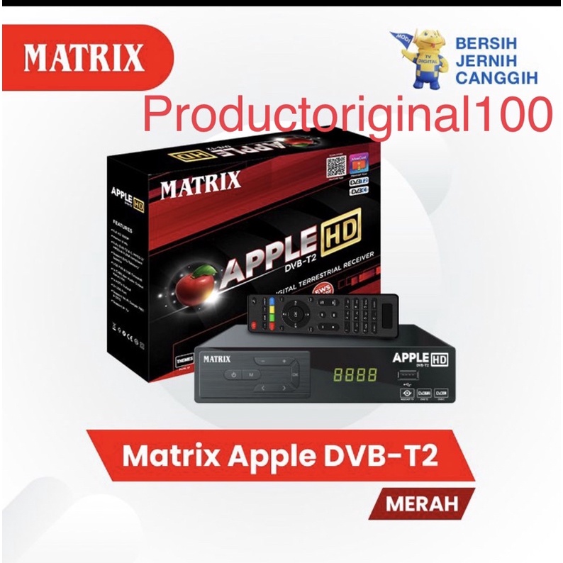 Set Box Matrix Apple Merah DVBT-2 Stb Antena TV Digital Wifi Merah - STB