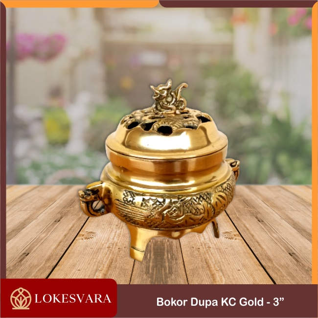 Tempat Dupa Hiolo Bokor KCB Gold Kuningan 3inch