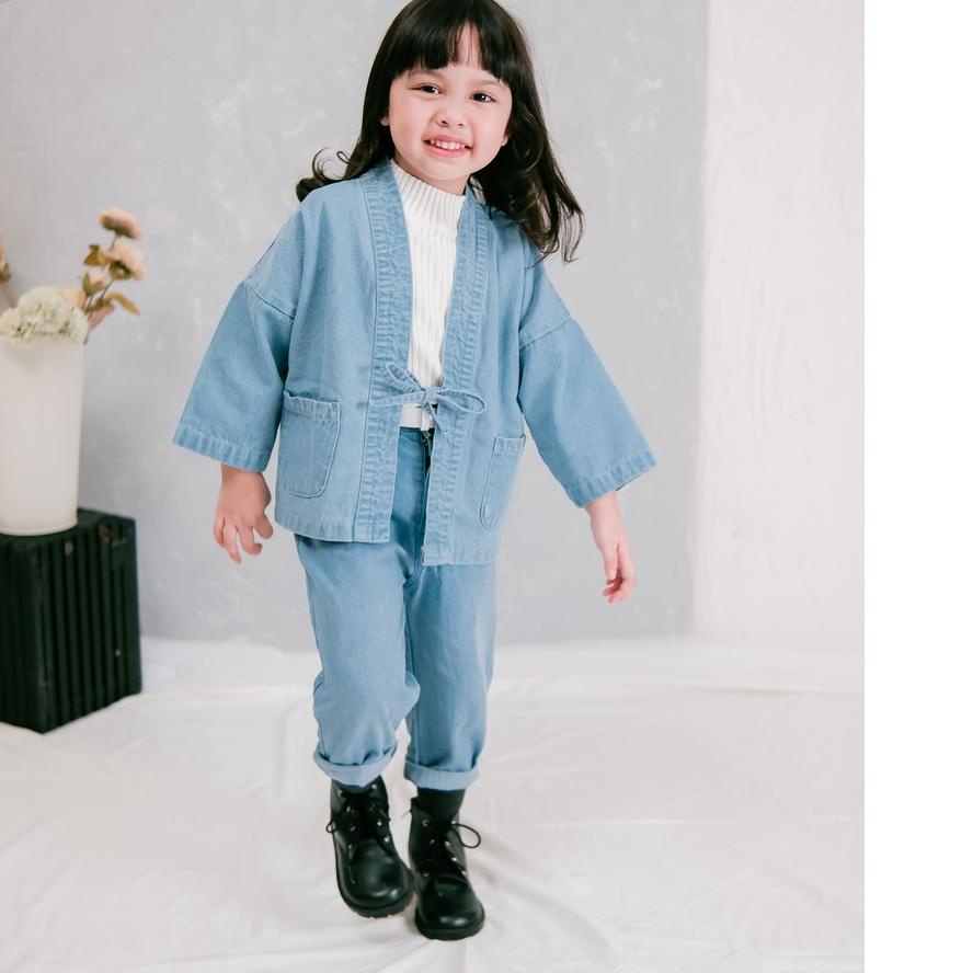 Carva Atasan anak laki laki perempuan Outer anak perempuan kimono okinawa original denim jeans 1-8 Tahun