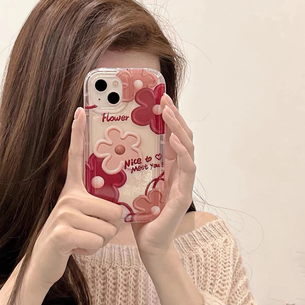 Soft Case Silikon TPU Transparan Motif Bunga Untuk IPhone 13 14 12 11 Pro XS Max XR X 8 7 6S Plus