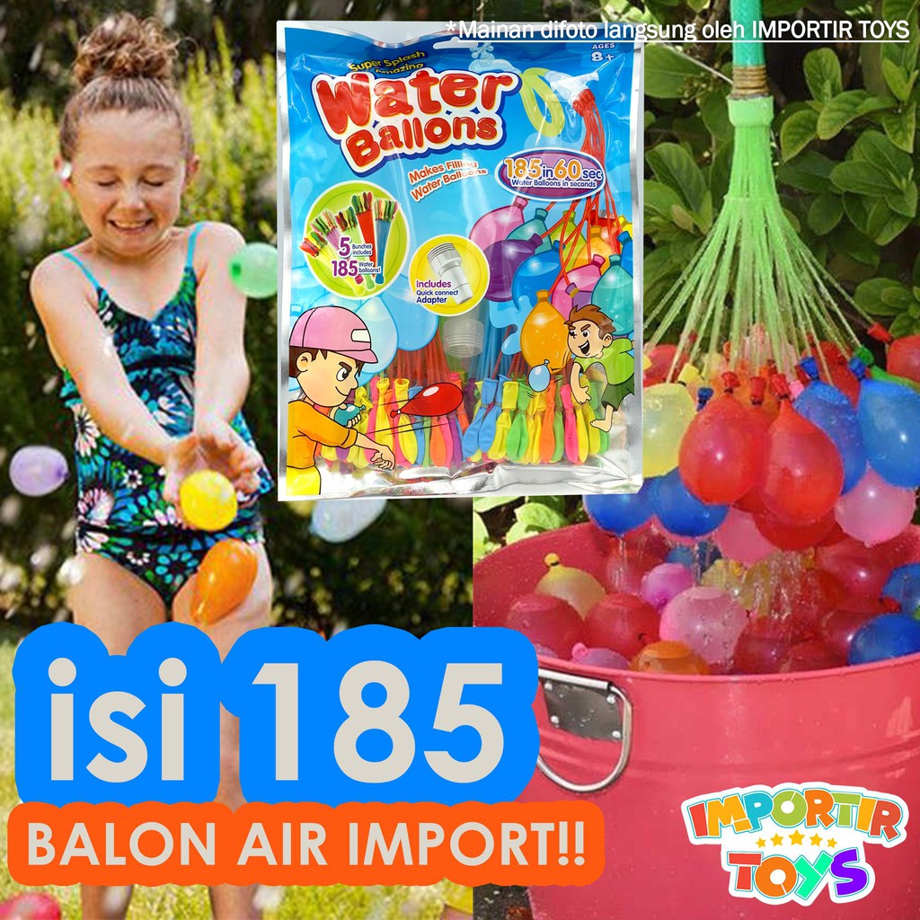 185 Pcs Balon Air Water Balloon Magic Perang Air IMPORT Balon Lempar, Jumlah Balon