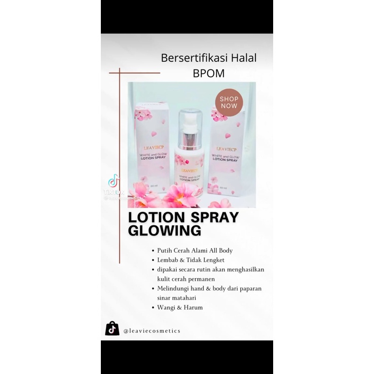 LEAVIECP WHITE &amp; GLOW LOTION SPRAY 60ML ~ ORIGINAL 100%