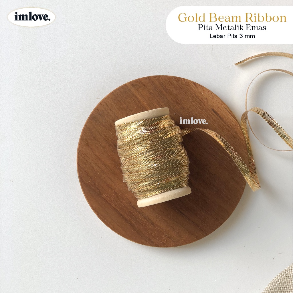 

Gold Beam Ribbon Pita Metalik Emas Natal Imlek Lebaran 3mm