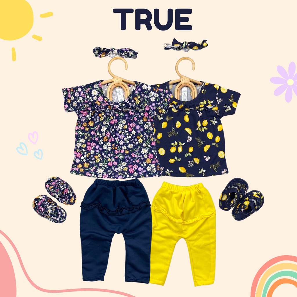 Plazababyku MX TRUE SET SANDAL setelan bayi motif bunga yang lucu free headband + sandal PART4