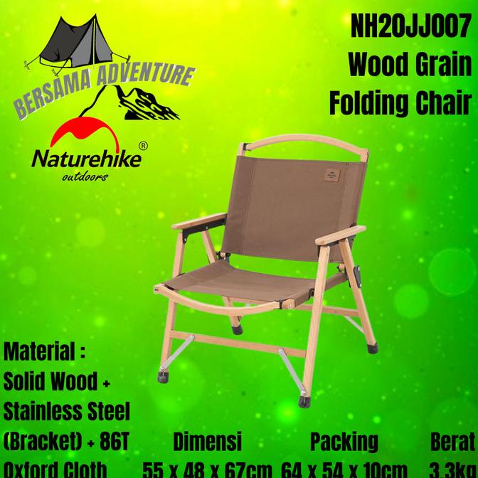 Kursi Lipat Naturehike NH20JJ007 Wood Grain Folding Chair stock ready