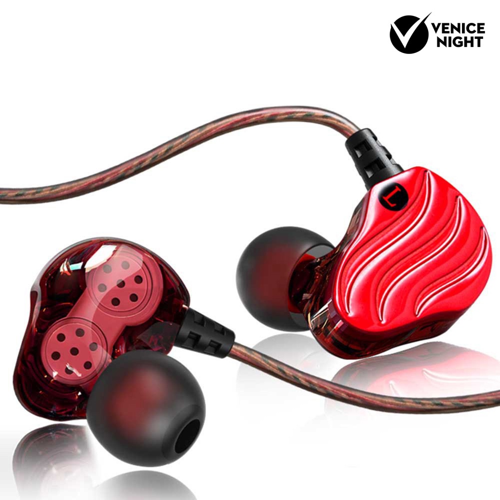 (VNEP) (Berkabel) QKZ KD4 In-Ear Bass HiFi Dual Unit Earphone Menjalankan Olahraga Headphone