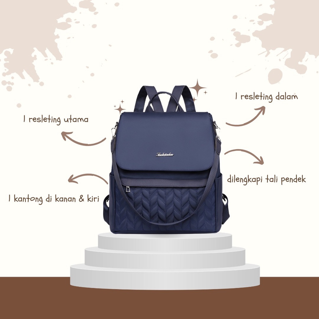 TAS RANSEL WANITA BACKPACK IMPORT ANTI AIR NAVY HAROGA TA693N1 PREMIUM GENDONG PUNGGUNG SEKOLAH KULIAH KERJA FASHION REMAJA KEKINIAN KOREA BRANDED BATAM