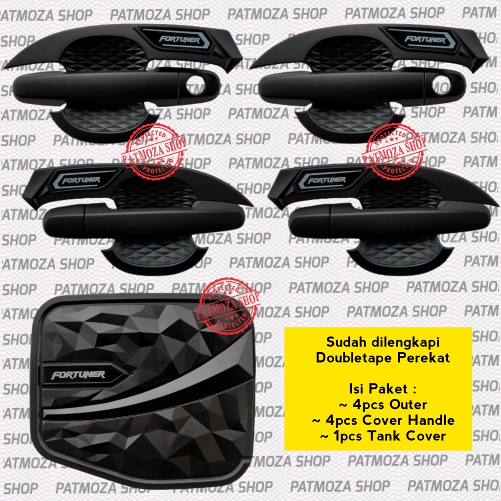 SET AKSESORIS EKSTERIOR MOBIL FORTUNER 2004-2015 PREMIUM BLACK DOFF
