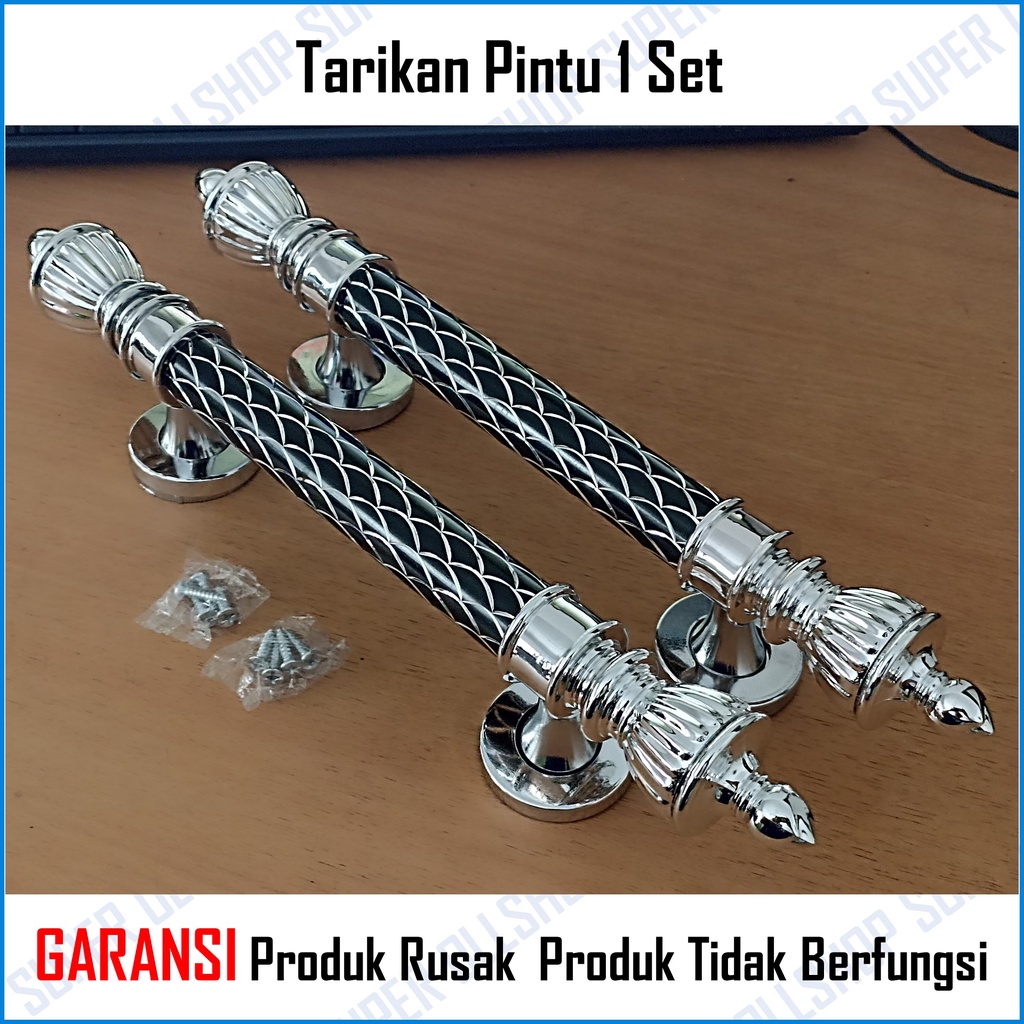 Gagang Pegangan Pintu Rumah Kupu Tarung / Tarikan Pintu Rumah Sisik Naga + Body Pelor / Handle Pintu Rumah Set Kunci Panjang 35 cm