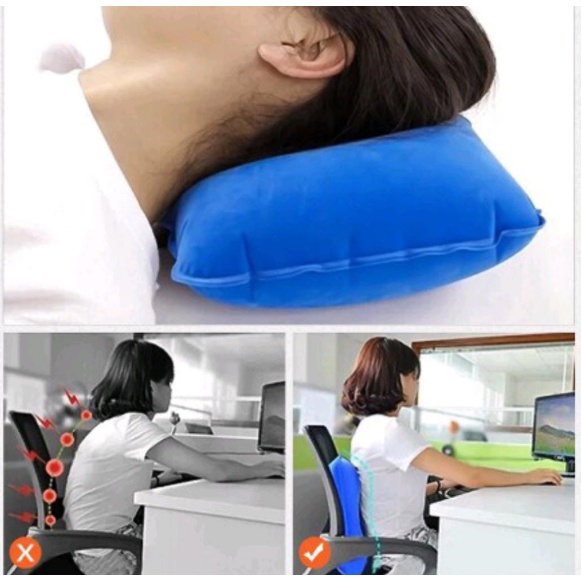 Bantal Angin Tiup Inflatable Travel Pillow Air Udara Ringan Camping Outdoor Pesawat Mobil Portable