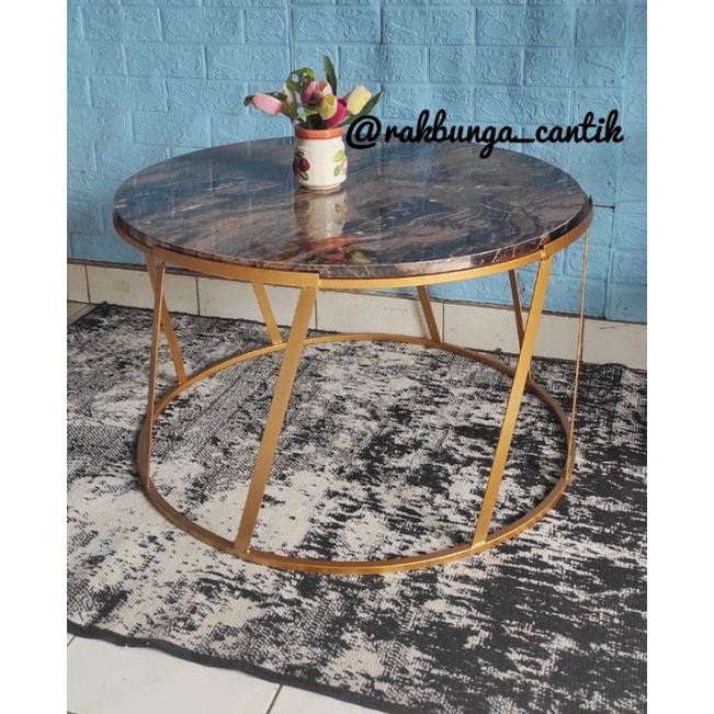 meja tamu minimalis / meja bulat besi kekinian / meja sofa ruang tamu