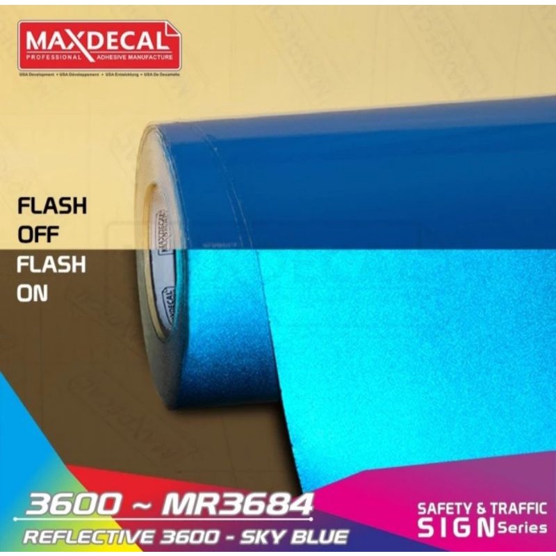 STICKER MAXDECAL REFLECTIVE SKY BLUE 3600 MR3684 Meteran