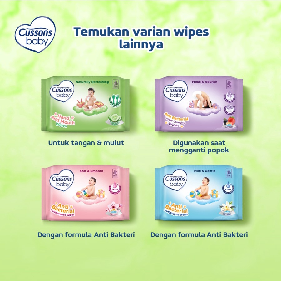 Cussons Baby Wipes - Tisu Basah Bayi - Ganti Popok 45's | Beli 1 Gratis 1