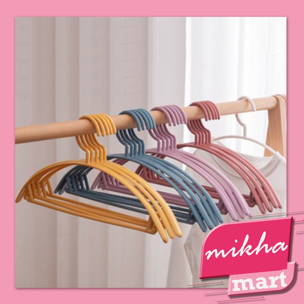 Anti Slip Hanger Gantungan Baju Plastik Lentur Cloth Hanger Laundry Warna Pastel 1pc - MIKHAMART