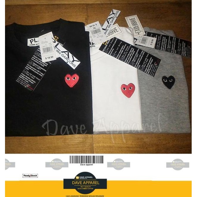 tshirt/kaos play cdg, tshirt play cdg, play comme des garcons