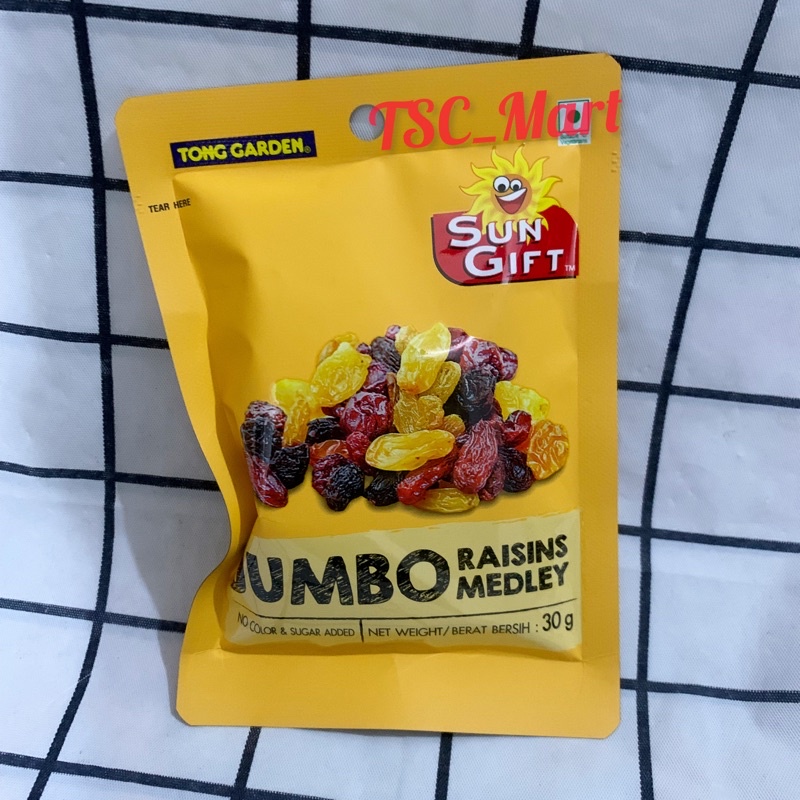 

TONG GARDEN Jumbo Raisins Medley 30gr / Tong / Garden / Jumbo / Raisins / Medley / 30 gr / Kismis / Kering / Jumbo / topping / sun / gift