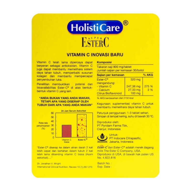 Holisticare Ester C 320mg Vitamin C Botol Isi 90 Tablet