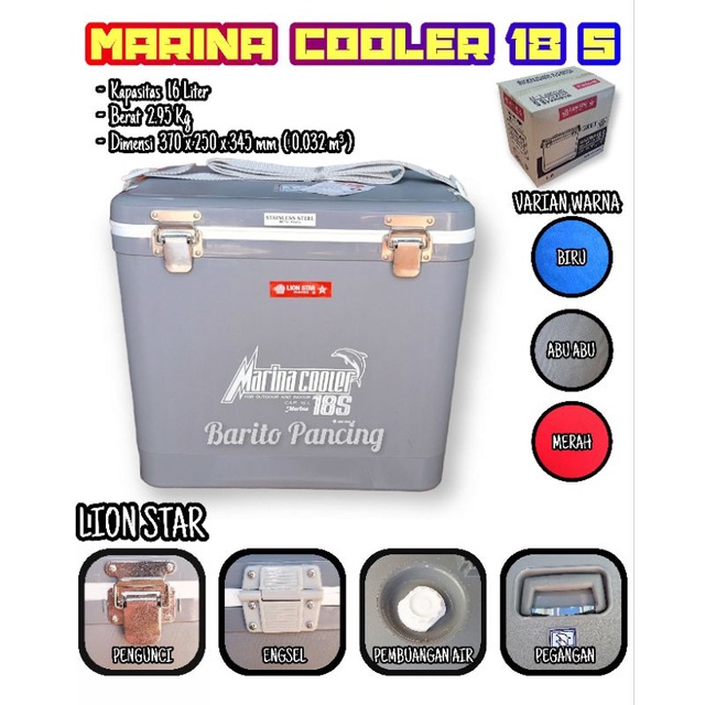 Marina Cooler 18 S Box Es Tempat Ikan Aksesores Pancing