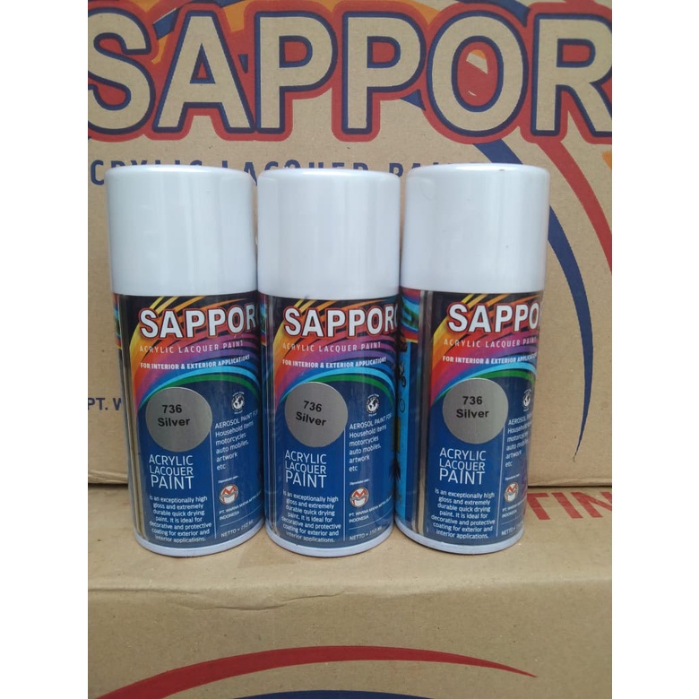 saporo acrylic lacquer paint pilok pilox cat spray sapporo 150ml saporo 736 silver 150ml