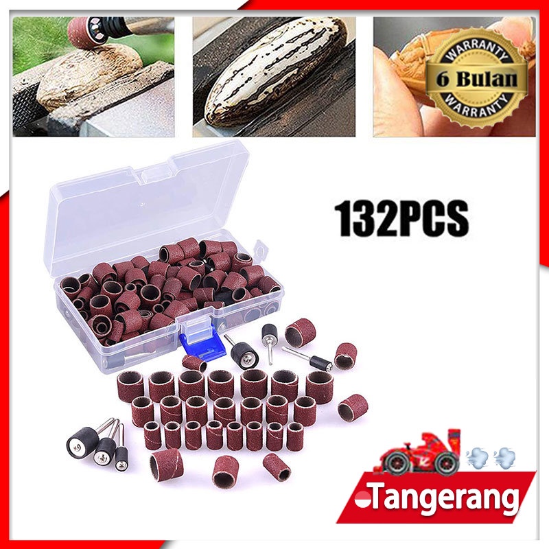 120PCS Refill Amplas Ring + 12PCS Mandrel Amplas Drum Untuk Mini Grinder Kertas Pasir Gosok Bulat Drum