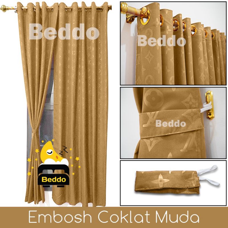 Gorden Pintu Smokring GT-200 (Tinggi 200 cm) 10 Ring (Pilih warna smokring: ring gold, silver, atau 