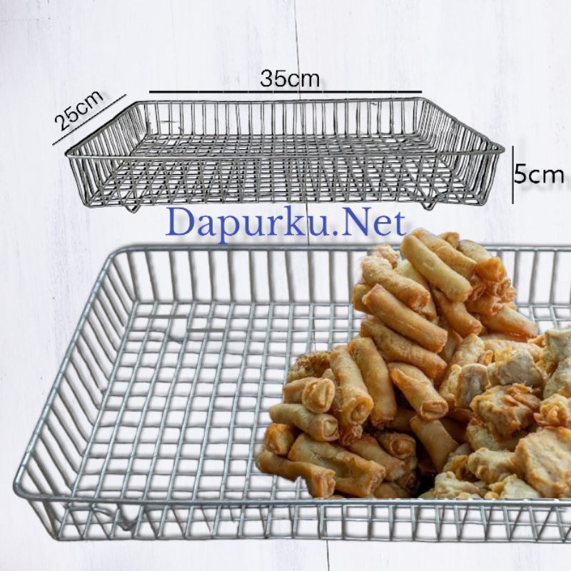 Cooling Rack Keranjang Saringan Gorengan Persegi panjang Tirisan Minyak Peniris Gorengan