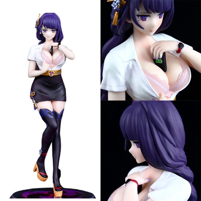 Figure Impact Genshin 22cm Raiden Shogun in Casual Dress Inch Patung Mainan PVC