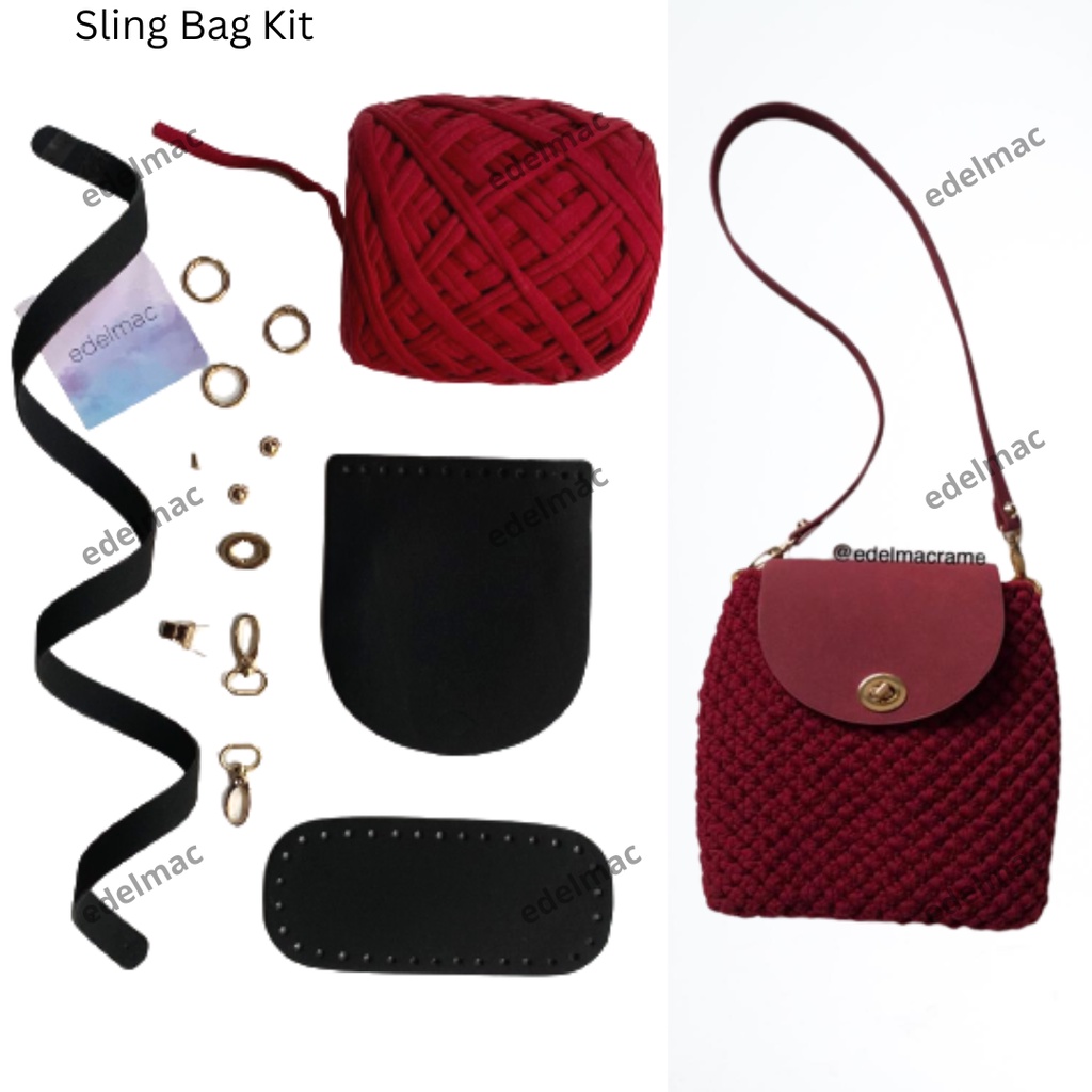 Sling Bag Kit DIY edelmac Macrame | Paket Handmade Tas Selempang HandCraft