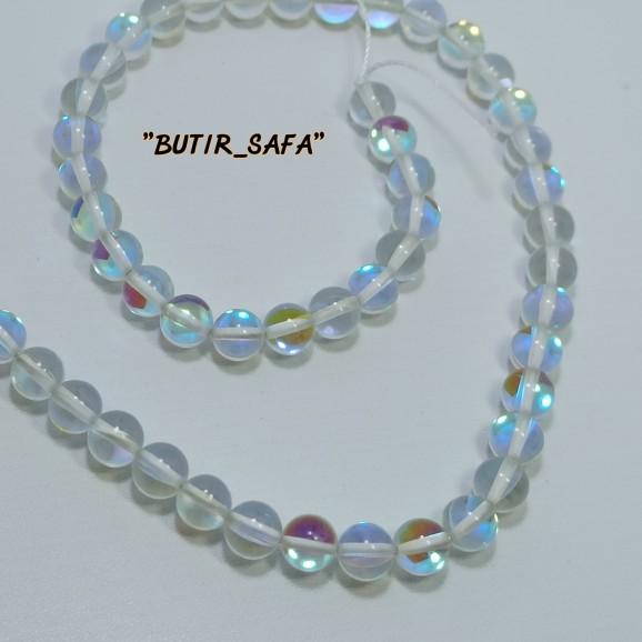 MANIK BATU KALIMAYA INDIA MERMAID ANGEL GLASS 8mm UNTUK GELANG KALUNG - 8mm, 1string/renteng