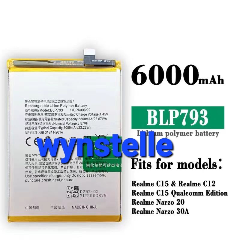 [ COD ] - Baterai Batre Batrei REALME C25 RMX3193 RMX3191 BLP793 ORIGINAL Model BLP-793 BLP 793