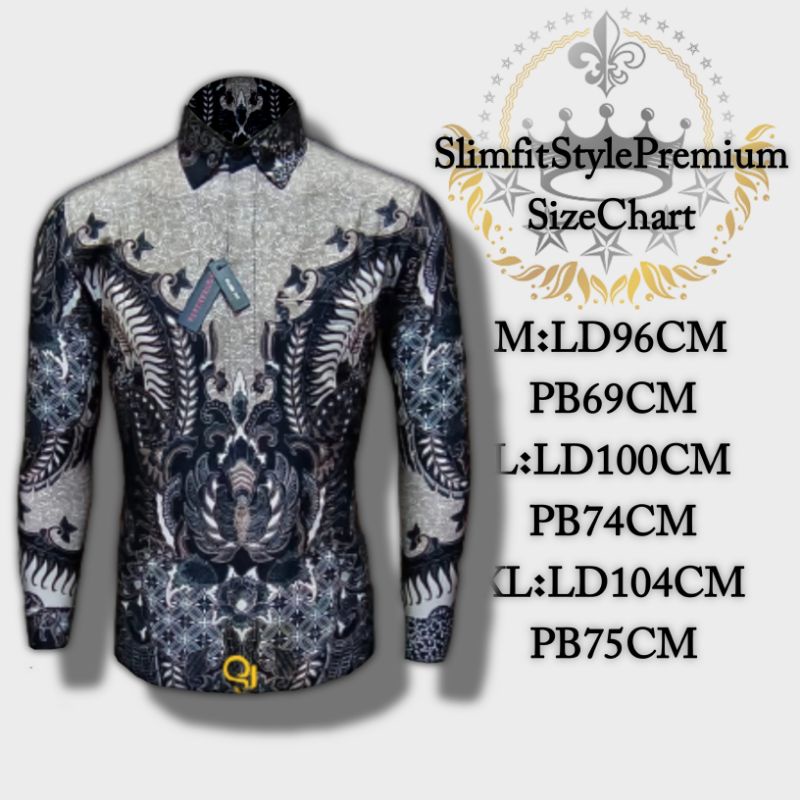 Batik Pria Lengan Panjang Slimfit BATIK NAKULA HRB026 motif KERATONAN Kode 002 size M L XL Slimfit