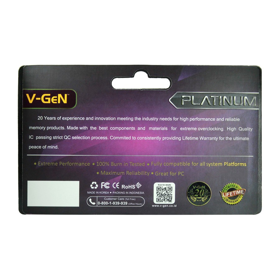 Ram PC VGeN DDR5 32GB PC38400 4800Mhz V-GeN Longdimm Platinum