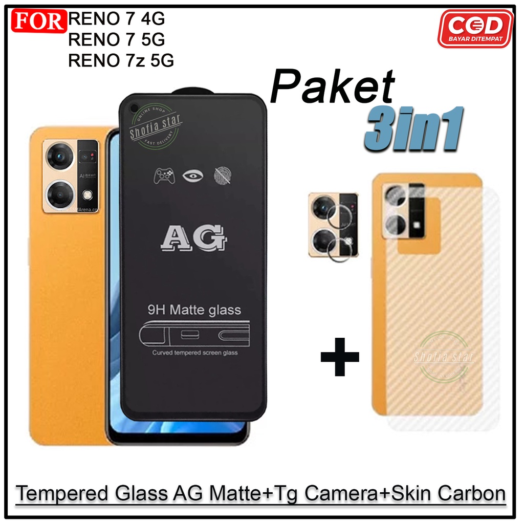 PAKET 3IN1 Ceramic Privacy Matte Oppo Reno 7 4G 5G 7z 5G 4 Anti Spy Full Cover