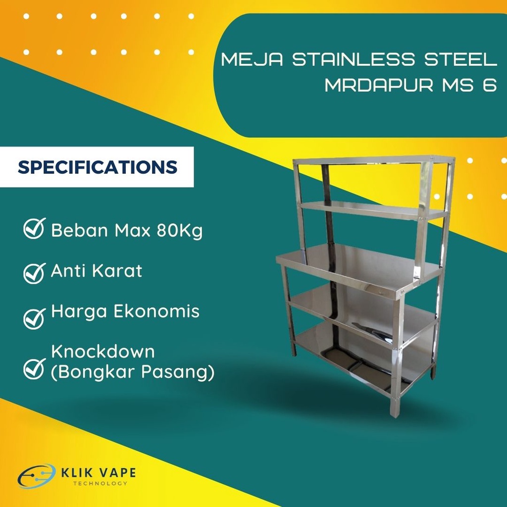 Meja Dapur / Kitcher Stainless Steel Anti Karat MrDapur MS 6