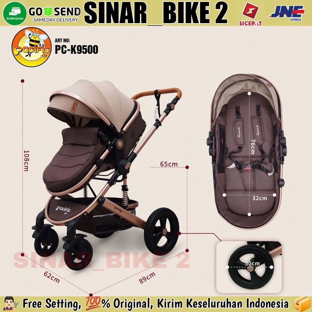 Baby Stroller Spacebaby SB-6055//SB-6055A//K9500 Stir Bolak Balik Kereta Dorong Bayi