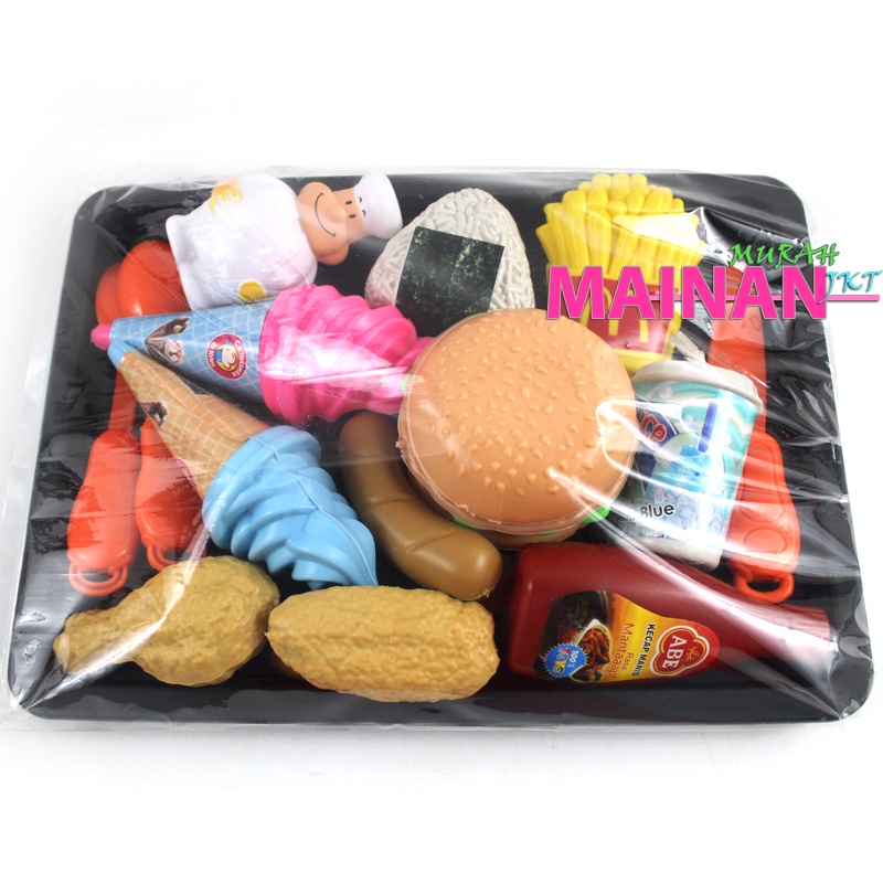 MAINANKEI MAINAN ANAK MURAH JUNK FOOD SS1595 MAKANAN SUSHI BURGER HOTDOG ICE CREAM MAINAN MAKANAN LEZAT