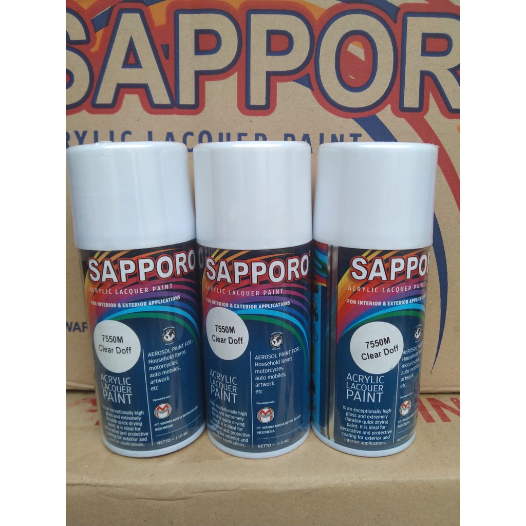 saporo acrylic lacquer paint pilok pilox cat spray sapporo 150ml 7550M Clear doff pernis dof clear bening doff