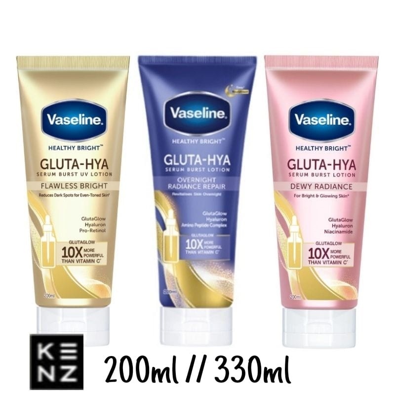 Vaseline Gluta Hya Serum Brust UV Lotion Bright Pink Dewy Radiance / Flawless Radiance Gold 220ml / 330ml