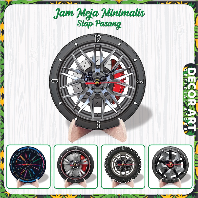 Sovenir Jam 15 Cm + Standing Siap Pasang Tema Desain Velg Mobil Unik Menarik (JMV)