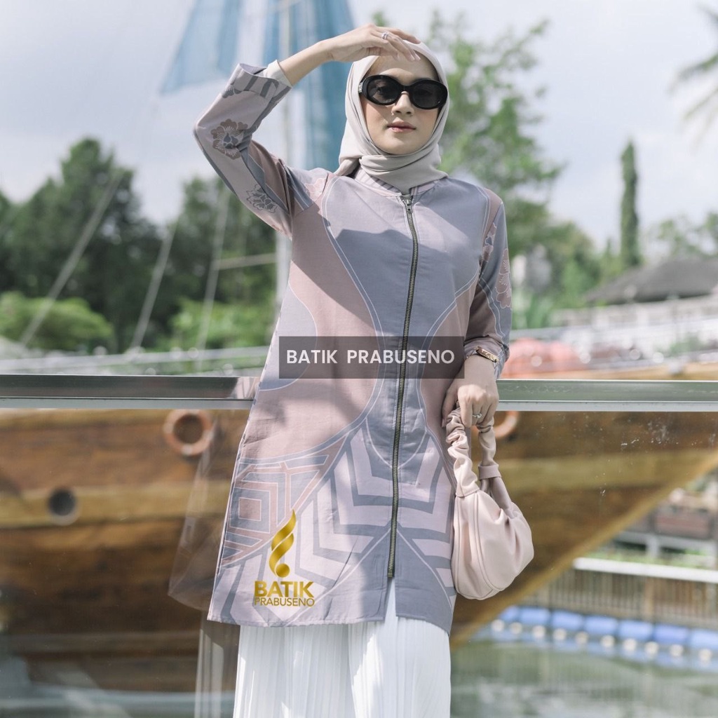 Atasan Batik Wanita Tunik Motif  Adhirama Original Asli Batik Prabuseno Solo Baju Atasan Jumbo Bahan