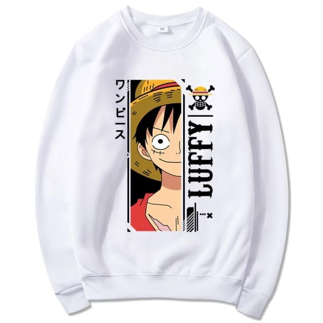 LUFFY Sweatshirt Basic Anime || Sweater Crewneck Cream Premium || Sweater Crewneck LUFFY One Piece ( Pria &amp; Wanita )