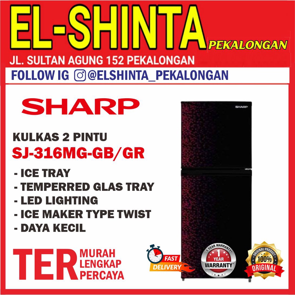 KULKAS SHARP 2 PINTU SJ-316-MG